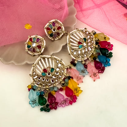 Kesar Chandbali Earrings - Multi