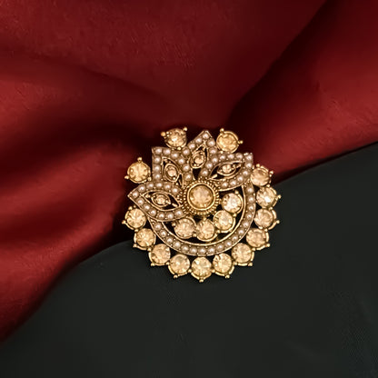 Aahira Jadau Adjustable Ring - Golden