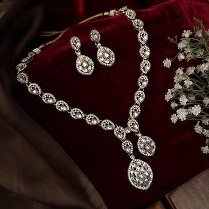 Golden Dhrishya Kundan Necklace Set