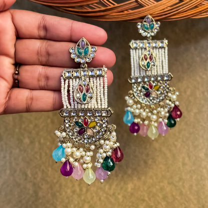 Kamya Pearl Chandbali Earrings- Multi