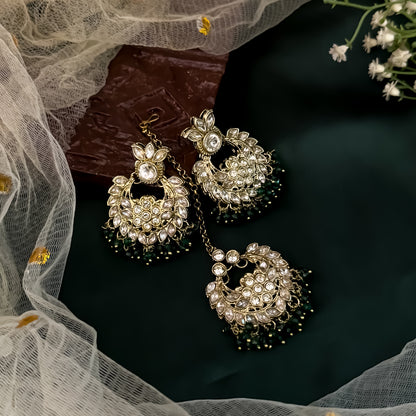 Harleen Premium Pearl Necklace Set - Green