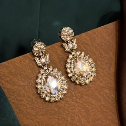 Champagne Gold Shazia Designer Zircone Kundan Necklace Set