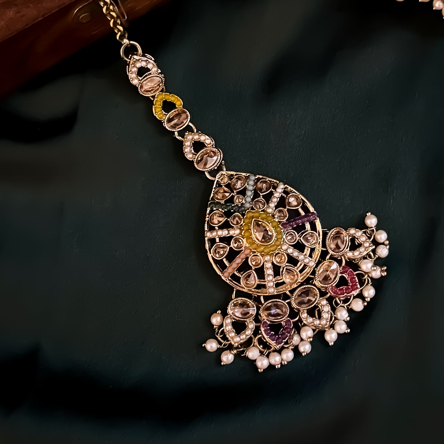 Dhriti Reverse AD Jadau Jhumka with Sahara & Teeka- Multi