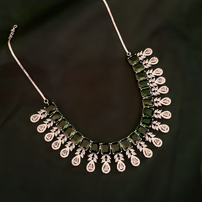 Sophine American Diamond Necklace Set - Emerald Green