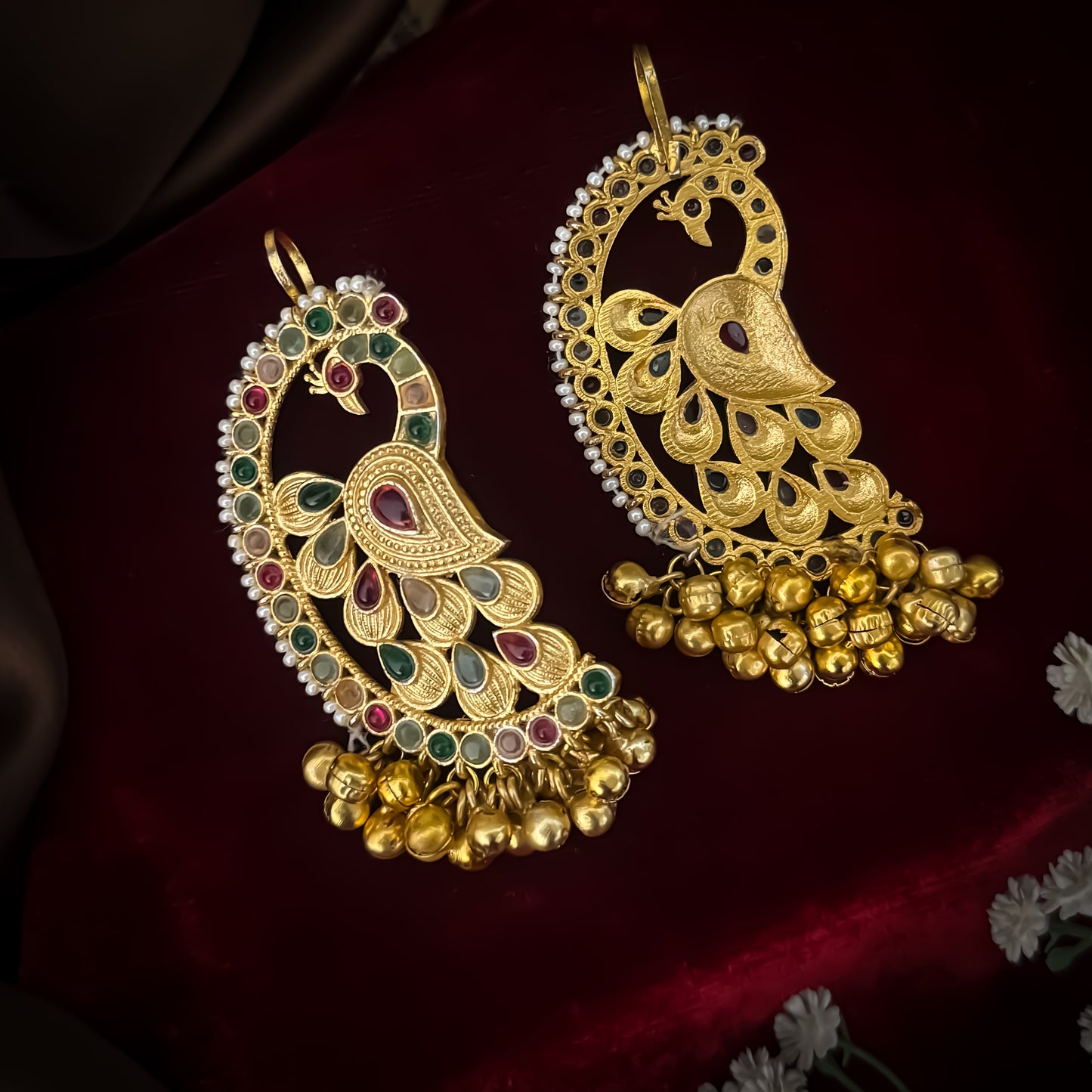 Shree Kashmiri Brass Earcuff Ghungroo Earrings - Multi