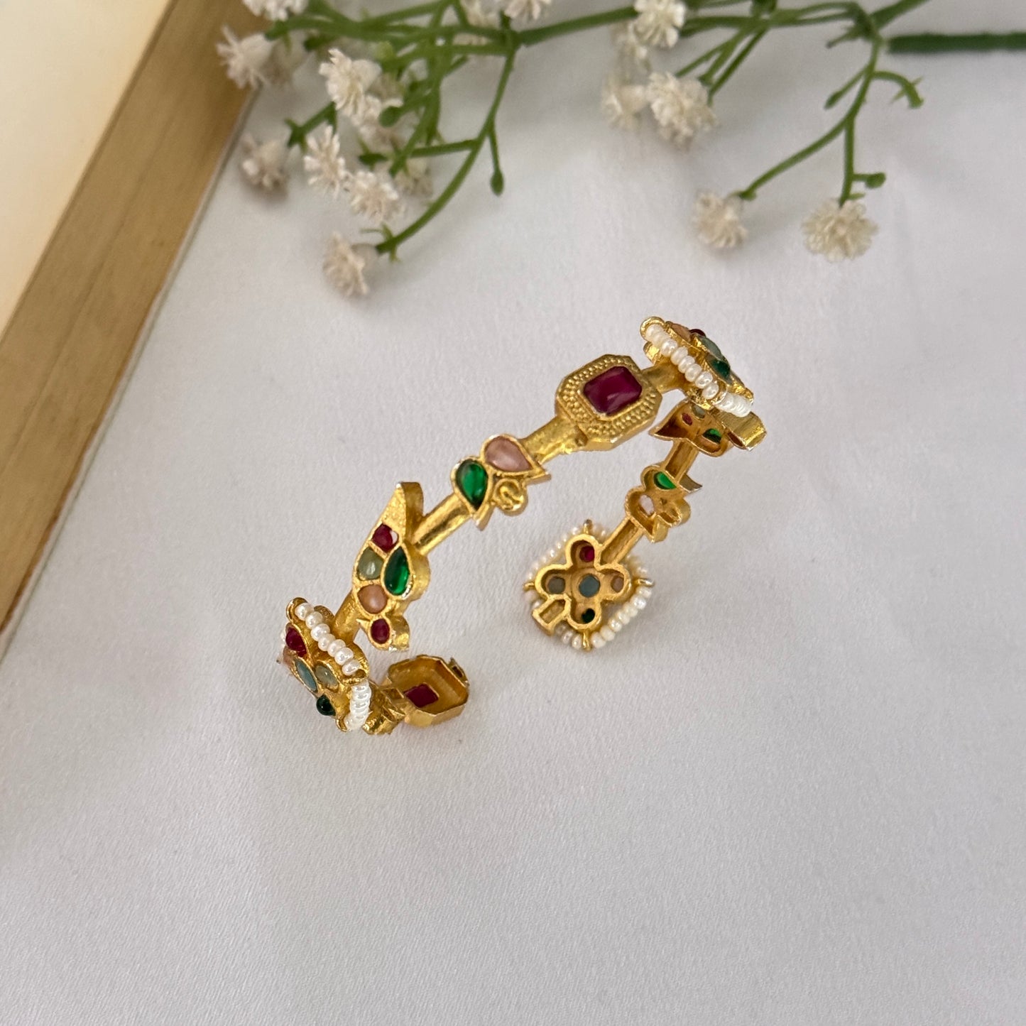 Amberin Jadau Peacock Bracelet/Kada - Multi