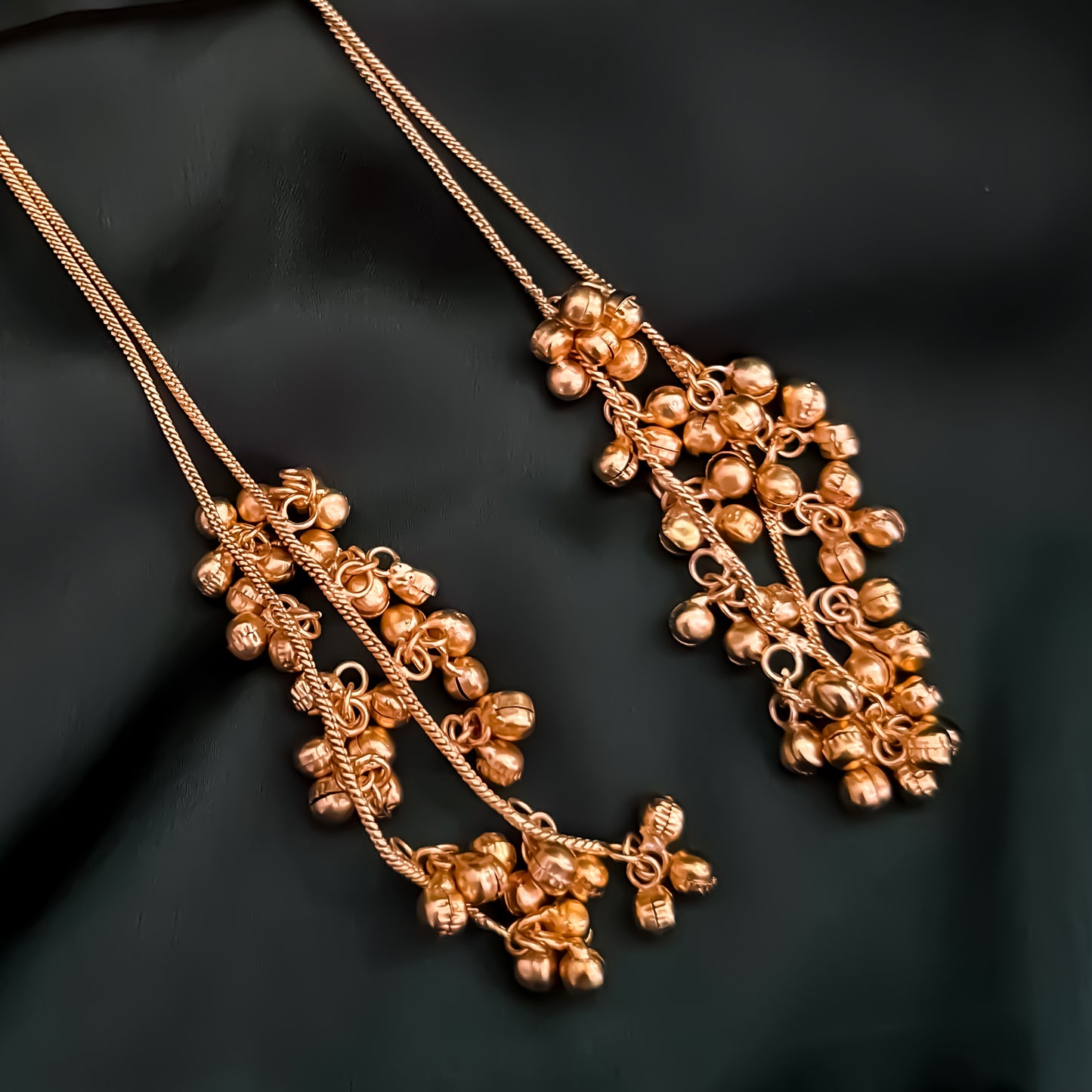 Kesari Premium Kashmiri Brass Dejhoor Ghungroo Earrings - Golden & Green