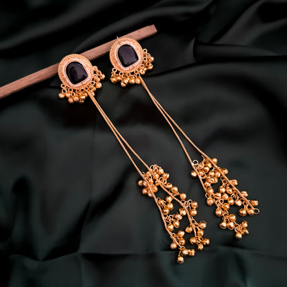 Kesari Premium Kashmiri Brass Dejhoor Ghungroo Earrings - Golden & Black