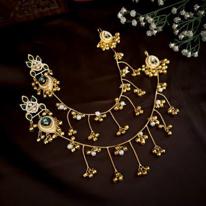 Afsana Premium Kashmiri Brass Sahara/Earchain Earrings- Green