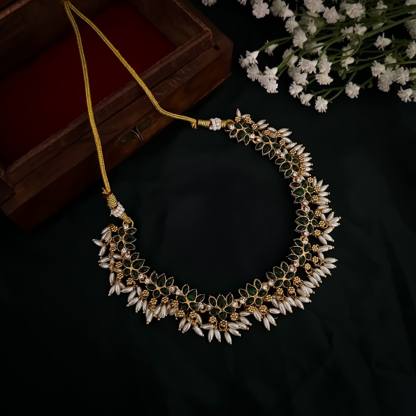 Lotus Rice Pearl Necklace Set