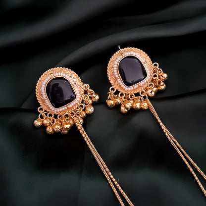 Kesari Premium Kashmiri Brass Dejhoor Ghungroo Earrings - Golden & Black