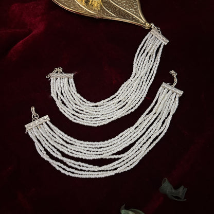 Iyanka 10 Layer Pearl Bahubali Detachable Earchains/Sahara - Golden
