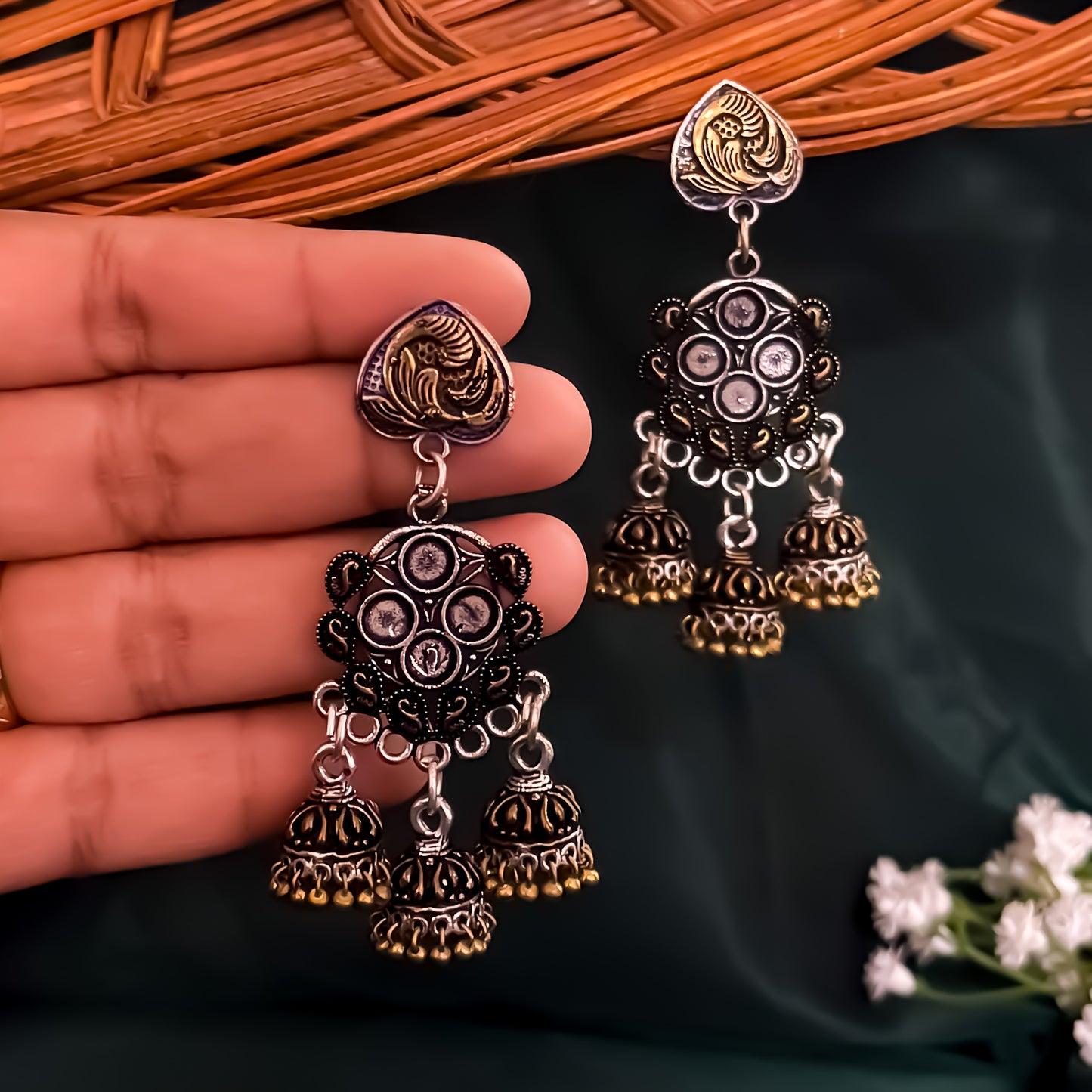 Ujwal SLA Dual Tone Brass Jhumka Earrings