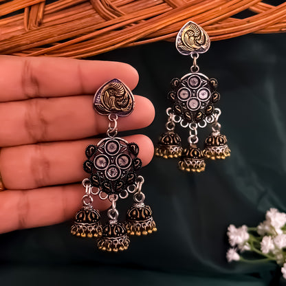 Ujwal SLA Dual Tone Brass Jhumka Earrings
