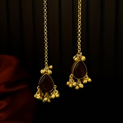 Nia Premium Kashmiri Brass Dejhoor Earrings - Maroon