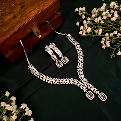 Deborah Designer Diamond Necklace Set - Crystal White