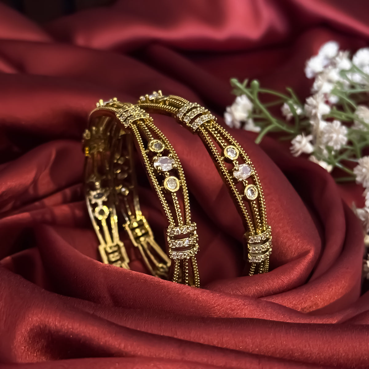Zoya Premium AD Bangles Golden (Set of 2)