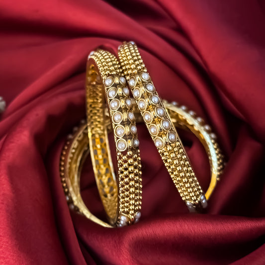 Vibhuti Temple Gold Bangles - Set of 4)