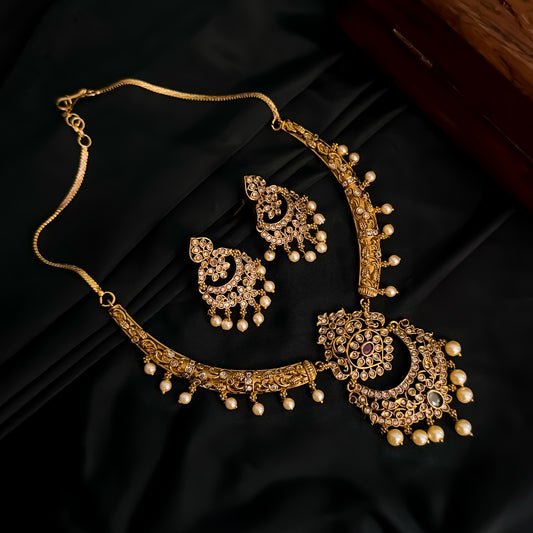Kesariya Hasli AD Necklace Set