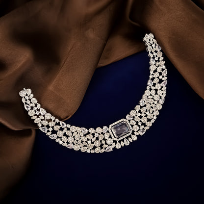 Crystal White Zara American Diamond Necklace Set
