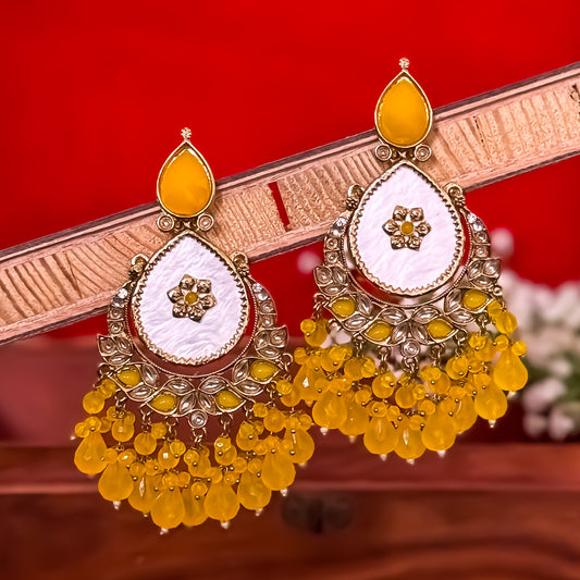 Suhana Chandbali Earrings - Yellow