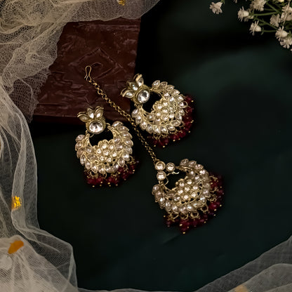 Harleen Premium Pearl Necklace Set - Magenta Pink