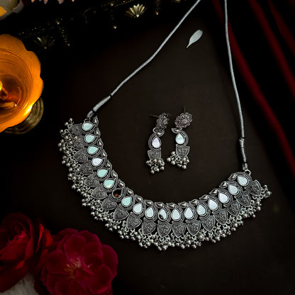 Lata Mirror Ghunghroo Necklace Set