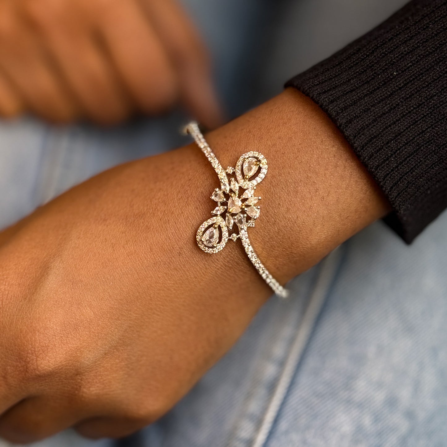 Shentiv American Diamond Bracelet - Golden