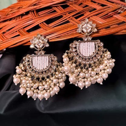Mansa Kundan Pearl Chandbali - Golden/Ivory