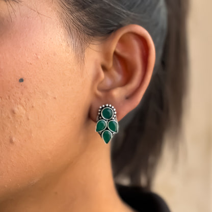 Suchitra Brass Stud Earrings -Green