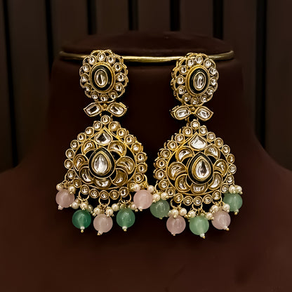 Rosen Kundan Necklace Set - Pastel Pink & Green