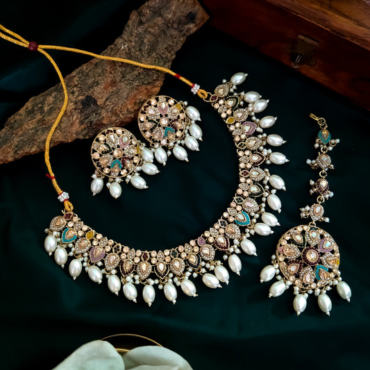 Saisha Royal Jadau Necklace Set - Multi