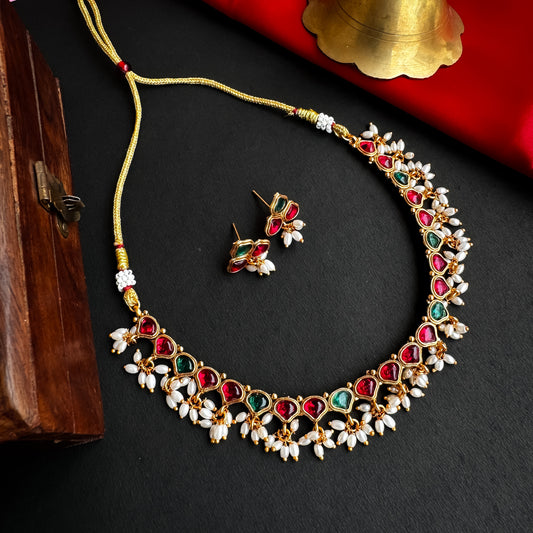 Triveni Rice Pearl Necklace Set