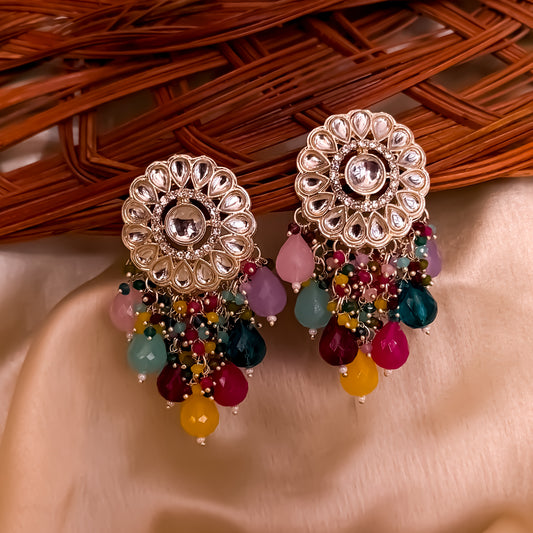 Myra Kundan Chandbali Earrings - Multi