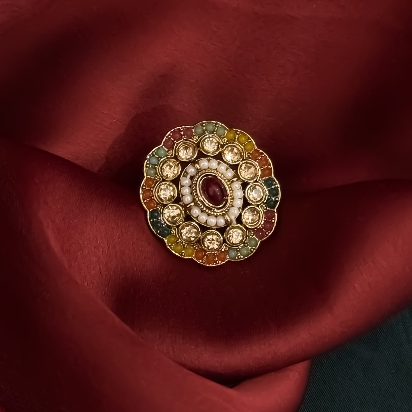 Koyal Jadau Adjustable Ring - Multi