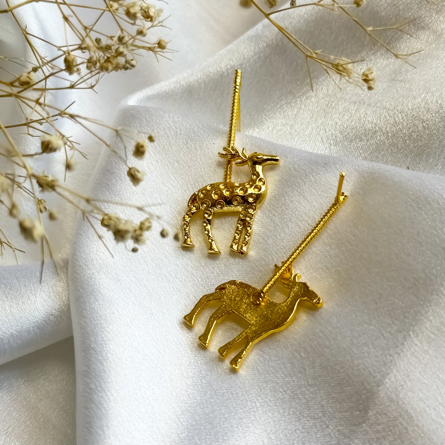 Dainty Deer Handcrafted Brass Earrings