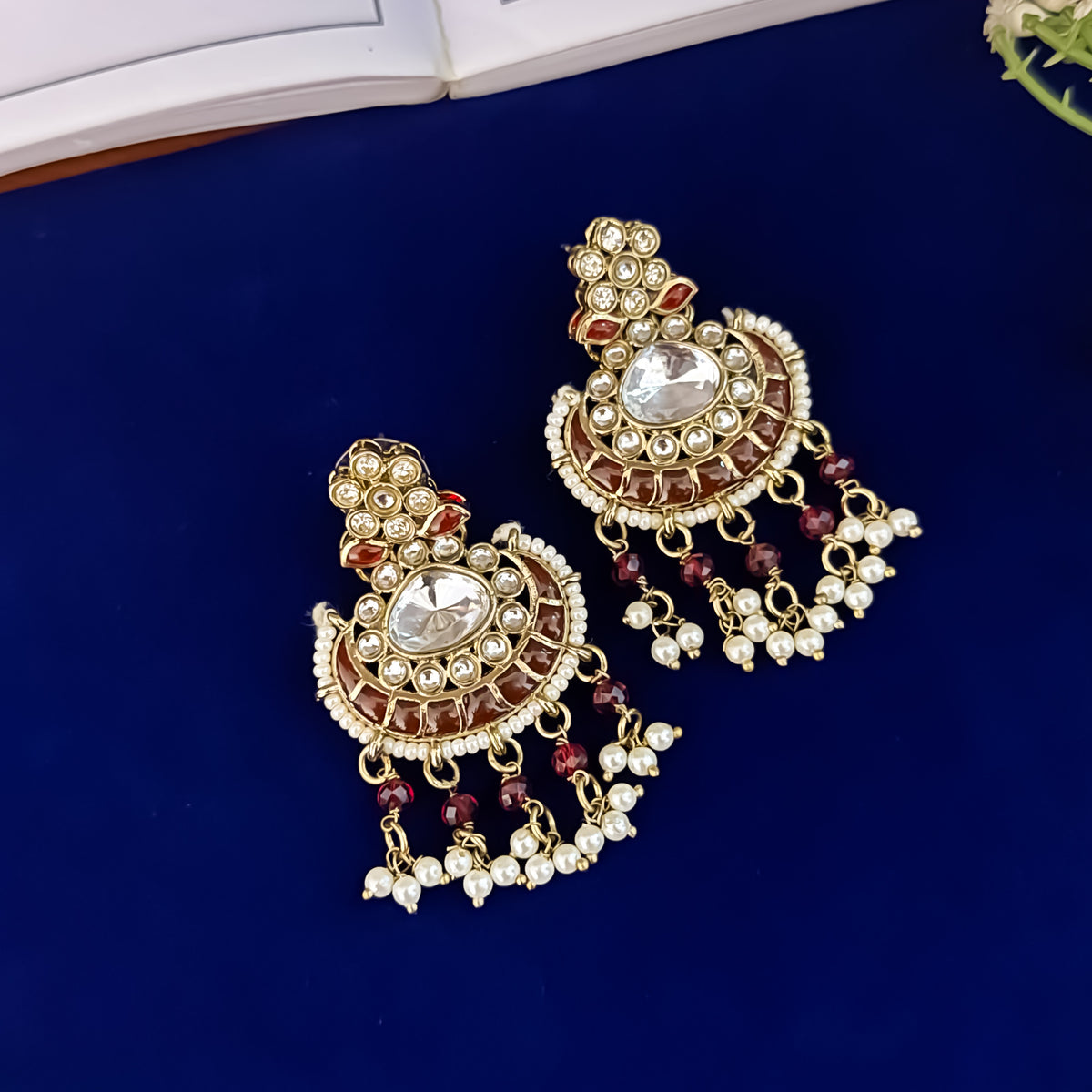 Maroon Sanidhya Intricate Pearl Work Necklace set