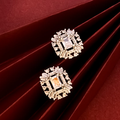 Anastasia American Diamond Stud Earrings - Crystal white