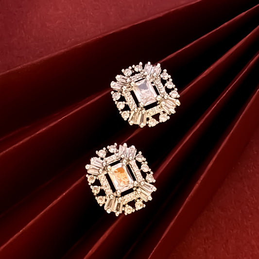 Anastasia American Diamond Stud Earrings - Crystal white