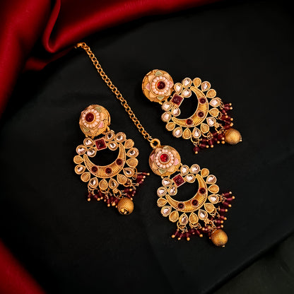 Sayantika Rajwadi Matte Polish Necklace Set - Magenta Pink