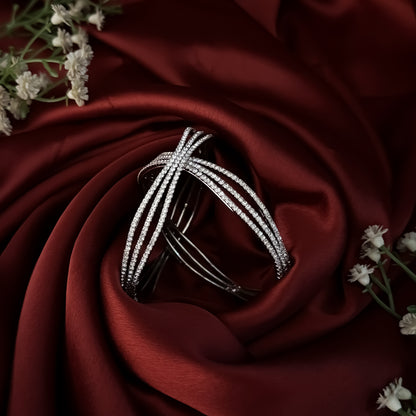 Silver Rishika Premium AD Bangles (Set of 2)