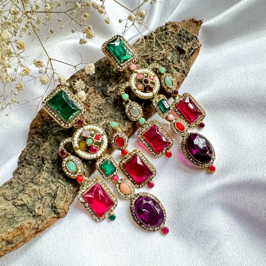 Ankita Inspired Drop Earrings - Multi Color