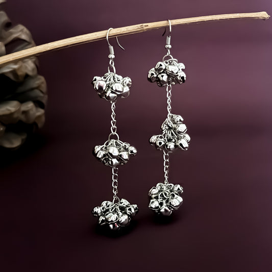 Silva Ghunghroo Drop Silver Earrings