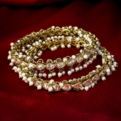 Zaira Reverse AD Premium Kundan Bangles (Set of 2) - Golden