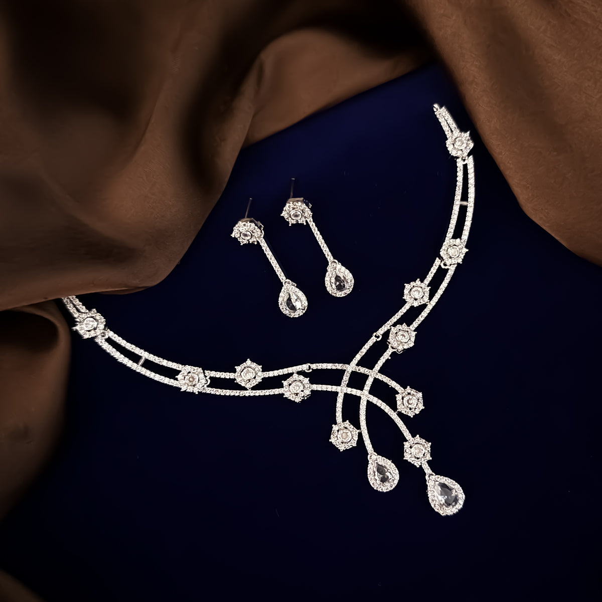 Crystal white Blair American Diamond Necklace Set