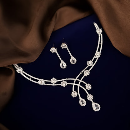 Crystal white Blair American Diamond Necklace Set