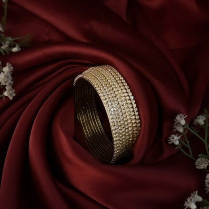 Golden Iraaya Premium AD Bangles (Set of 8)