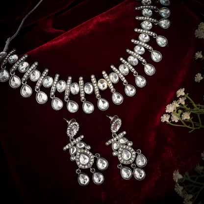 Apoorva Zircon Indo Western Kundan Necklace Set