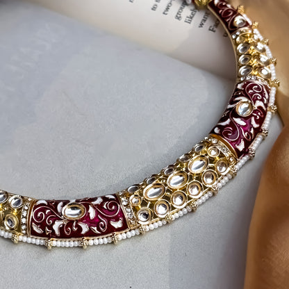 Malishka Meenakari Hasli Necklace Set - Purple