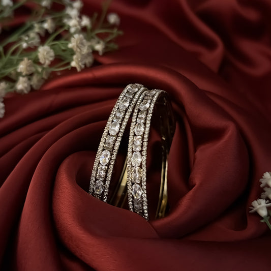 Golden Trishna Premium AD Bangles (Set of 2)
